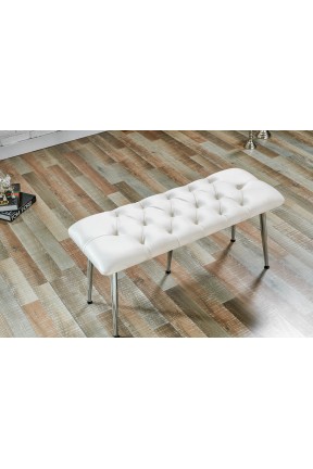 Krom Metal Sivriltme Ayaklı Babyface Puf & Bench & Oturak BEYAZ -SİVRİLTME-AYAKLI-BENCH 