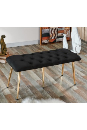 Gold Metal Siyah Oturaklı Sivriltme Ayaklı Babyface Puf & Bench & Oturak GOLD-SİVRİLTME