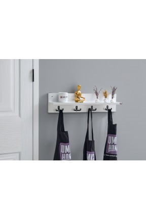 Pormanto Duvar Askılığı ,  Beyaz Elbise Askılığı , 72 cm Duvar Rafı